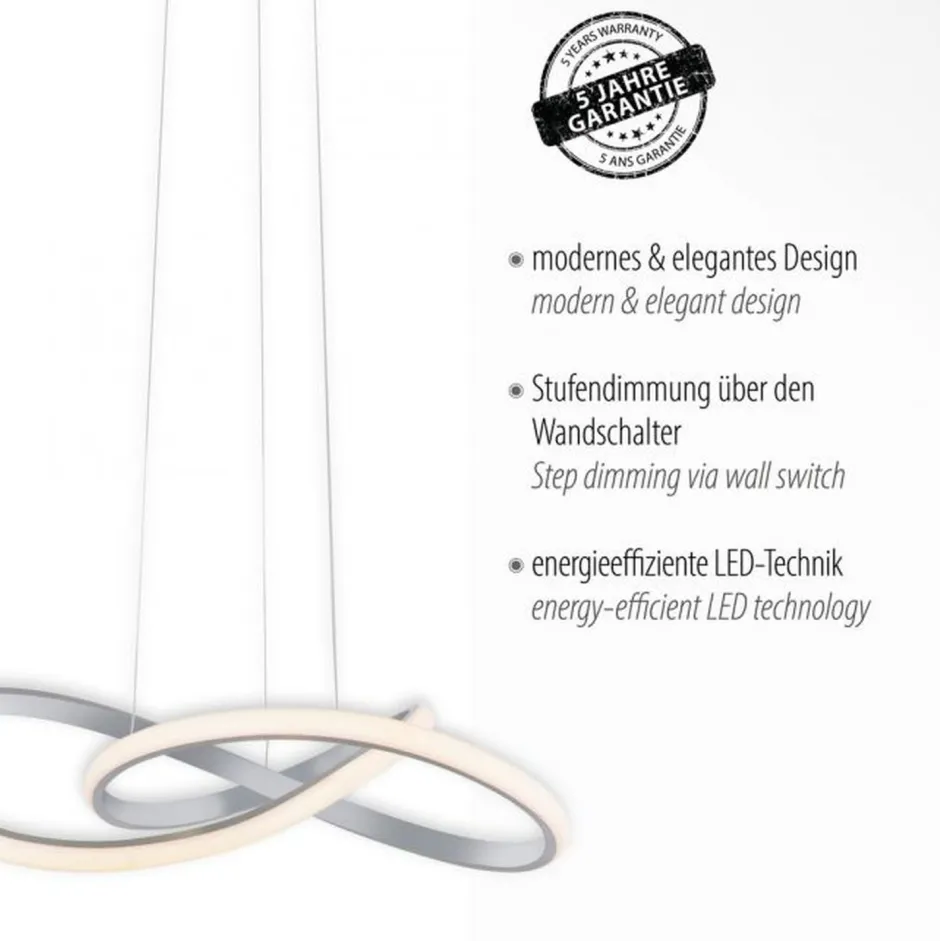Hängelampen|Bürolampen*Just Light Dimmbare LED Pendelleuchte in Aluminium 3000 K L:57 cm