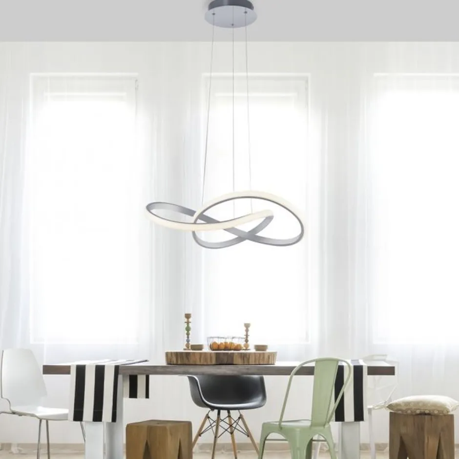 Hängelampen|Bürolampen*Just Light Dimmbare LED Pendelleuchte in Aluminium 3000 K L:57 cm