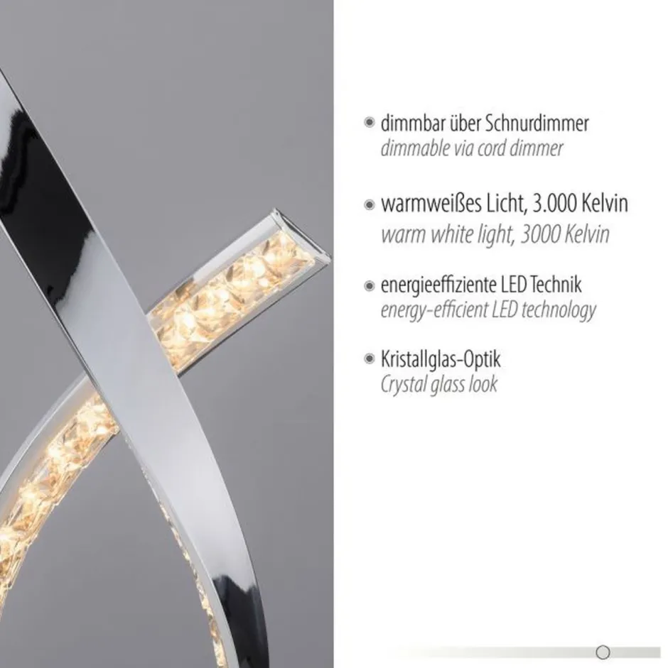 Paul Neuhaus Dimmbare LED Tischlampe in Chrom 38,5 cm 1375 lm 11 W< Wohnzimmerlampen|Schlafzimmer Lampen
