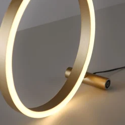 Wohnzimmerlampen|Schlafzimmer Lampen*Just Light Dimmbare LED Tischlampe Touch 28 cm Ring in Messing