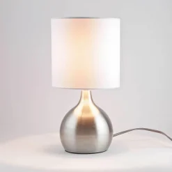 Searchlight Dimmbare Touch Schreibtischleuchte Touchdimmer Modern silbern< Tischlampen|Stofflampen