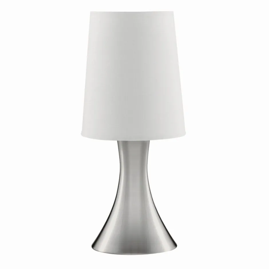 Tischlampen|Schlafzimmer Lampen*Searchlight Dimmbare Touch Tischleuchte Touchdimmer Modern Silber farben