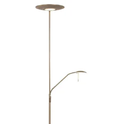 Led Lampen|Stehlampen*Steinhauer Dimmbarer LED Deckenfluter mit Lesearm in Bronze 185 cm