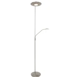 Wohnzimmerlampen|Metall Lampen*Steinhauer Dimmbarer LED Deckenfluter mit Lesearm in Stahl 185 cm