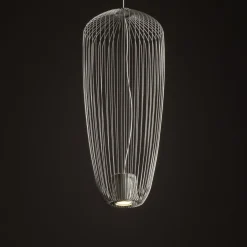 Hängelampen|Wohnzimmerlampen*Nowodvorski Draht Pendelleuchte Metall Seidengrau B:27 cm GU10