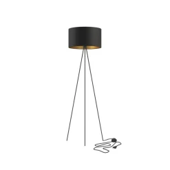 Metall Lampen|Stofflampen*Nowodvorski Dreibein Stehlampe E27 156 cm in Schwarz Gold Metall Stoff