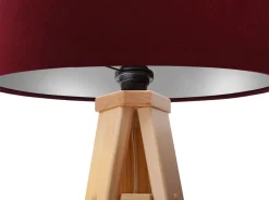 BPS Koncept Dreibein Stehlampe Holz 140cm Bordeaux Retro Wohnzimmer< Holzlampen|Retro Lampen