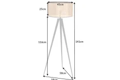 Bürolampen|Stehlampen*Invicta Interior Dreibein Stehlampe Holz Kunststoff Wiener Geflecht E27