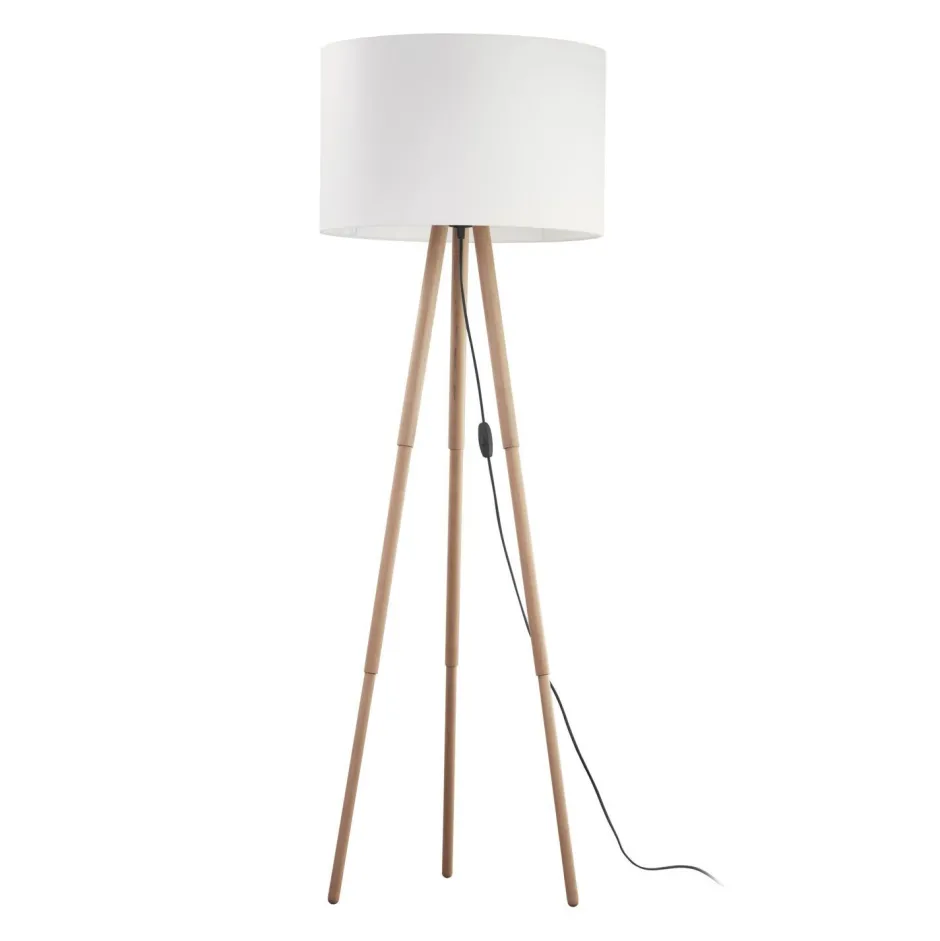 TK Lighting Dreibein Stehlampe klein 146 cm Skandinavisch Holz Stoff< Lampen Aus Aller Welt|Stofflampen