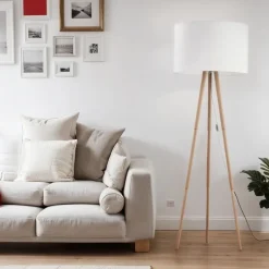 TK Lighting Dreibein Stehlampe klein 146 cm Skandinavisch Holz Stoff< Lampen Aus Aller Welt|Stofflampen
