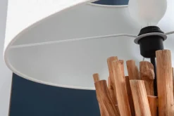 Bürolampen|Stofflampen*Invicta Interior Dreibein Stehleuchte Holz Leinen Ablage 153 cm blendarm