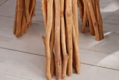 Bürolampen|Stofflampen*Invicta Interior Dreibein Stehleuchte Holz Leinen Ablage 153 cm blendarm