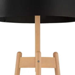 Lampen Aus Aller Welt|Stofflampen*TK Lighting Dreibein Stehleuchte Holz Stoff 168 cm E27 Natur Schwarz