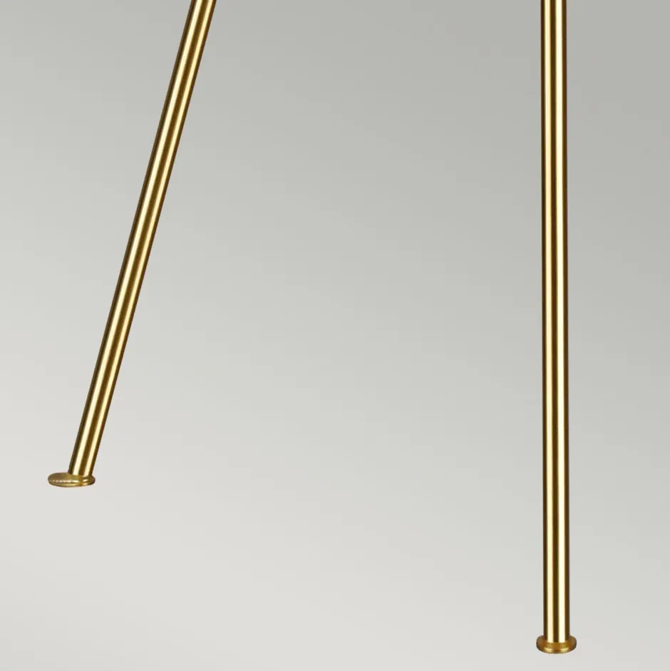 Elstead Dreibein Stehleuchte Weiß Messing 140 cm Stoff Metall< Wohnzimmerlampen|Stofflampen