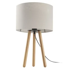 Nachttischlampen|Stofflampen*TK Lighting Dreibein Tischleuchte Holz Stoff 46 cm Skandinavisch