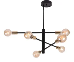Hängelampen|Wohnzimmerlampen*Sigma E27 Pendelleuchte Gold Schwarz B:69 cm Mehrflammig