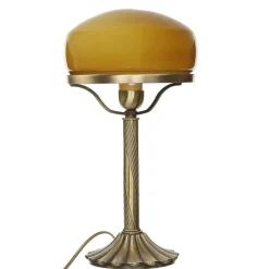 Lampen Aus Aller Welt|Metall Lampen*Giovanni Battista Echte Messing Tischleuchte Orange Glas Schirm