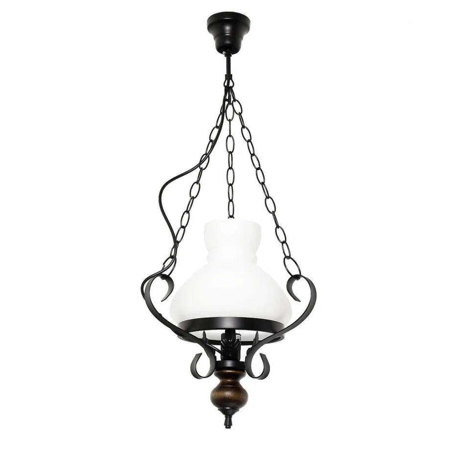 Glaslampen|Rustikale Lampen*Easylight Echt-Holz Hängelampe Glas Metall Landhausstil E27