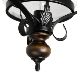 Glaslampen|Rustikale Lampen*Easylight Echt-Holz Hängelampe Glas Metall Landhausstil E27