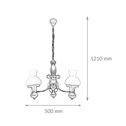 Easylight Echt-Holz Kronleuchter Metall Glas 3-flmg Landhaus< Hängelampen|Esszimmer Lampen