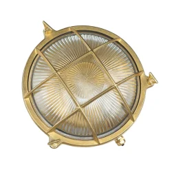 Lido Echt-Messing Außenwandleuchte SERIFOS Riffelglas< Metall Lampen|Messinglampen