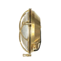 Lido Echt-Messing Außenwandleuchte SERIFOS Riffelglas< Metall Lampen|Messinglampen