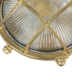 Lido Echt-Messing Außenwandleuchte SERIFOS Riffelglas< Metall Lampen|Messinglampen