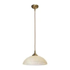 Deckenleuchten|Flurlampen*Giovanni Battista Echt-Messing Hängelampe mit Ornament & Glasschirm