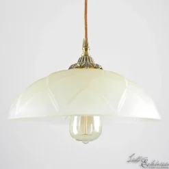 Deckenleuchten|Flurlampen*Giovanni Battista Echt-Messing Hängelampe mit Ornament & Glasschirm