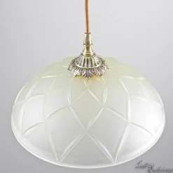 Deckenleuchten|Flurlampen*Giovanni Battista Echt-Messing Hängelampe mit Ornament & Glasschirm