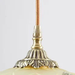 Deckenleuchten|Flurlampen*Giovanni Battista Echt-Messing Hängelampe mit Ornament & Glasschirm