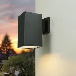 SU-MA Eckige Außenleuchte Anthrazit IP54 H:20 cm E27< Metall Lampen|Feuchtraumleuchten