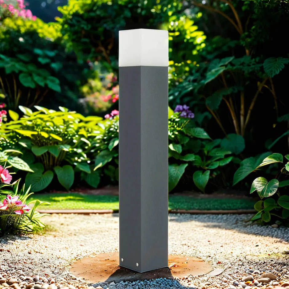 Moderne Außenleuchten|Wegeleuchten*SU-MA Eckige Pollerleuchte Anthrazit IP44 70 cm E27