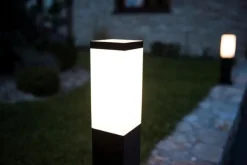 Metall Lampen|Wegeleuchten*SU-MA Eckige Pollerleuchte BETULA Edelstahl 45cm in
