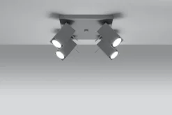 Sollux Eckiger Deckenstrahler Grau Metall vielseitig FALERIA< Wohnzimmerlampen|Moderne Lampen