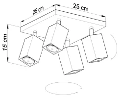 Sollux Eckiger Deckenstrahler Grau Metall vielseitig FALERIA< Wohnzimmerlampen|Moderne Lampen