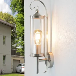 Moderne Lampen|Metall Lampen*Harms Import Edelstahl Laterne für die Wand Außenleuchte