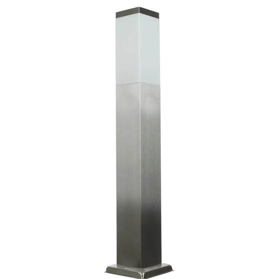 Metall Lampen|Wegeleuchten*SU-MA Edelstahl Pollerleuchte in Silber 65cm eckig E27