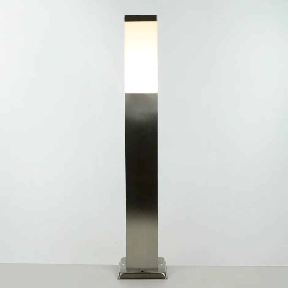 Metall Lampen|Wegeleuchten*SU-MA Edelstahl Pollerleuchte in Silber 65cm eckig E27