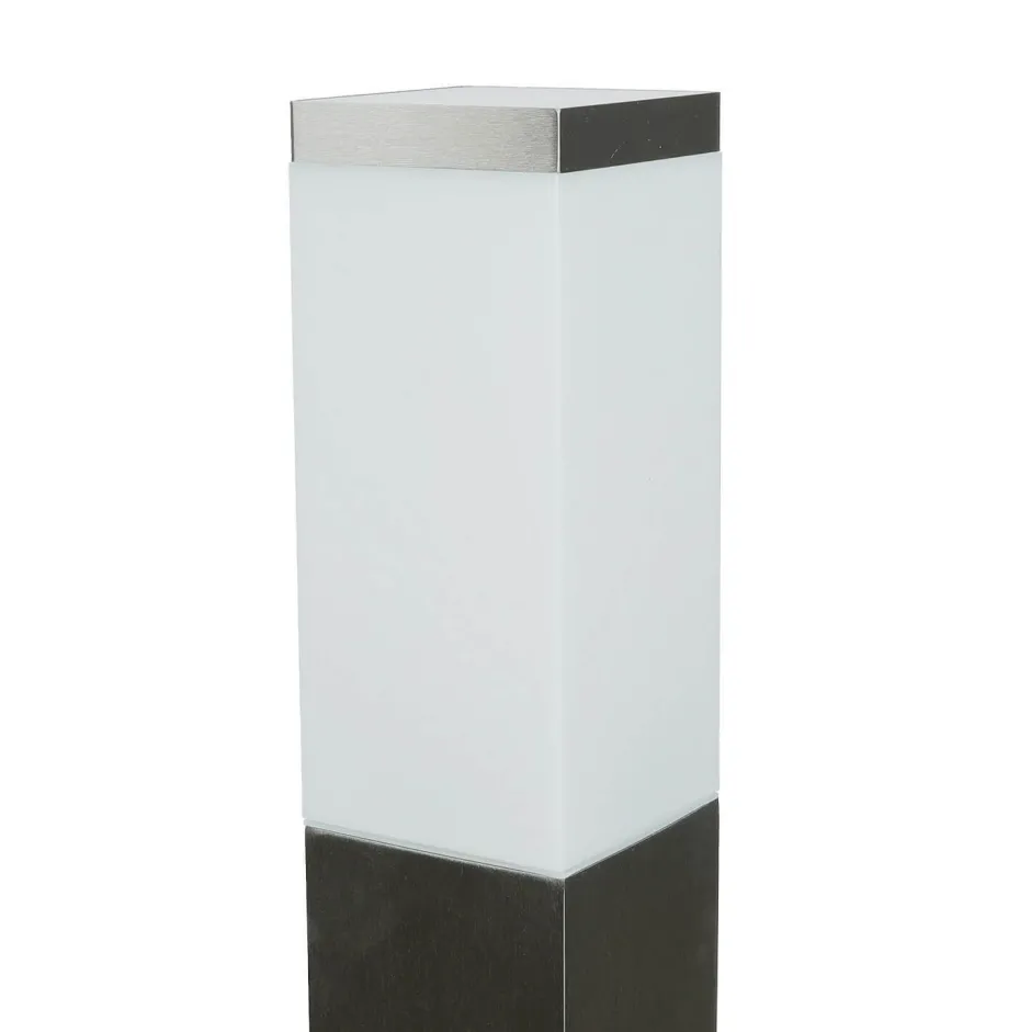 Metall Lampen|Wegeleuchten*SU-MA Edelstahl Pollerleuchte in Silber 65cm eckig E27