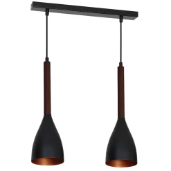 Luminex Edle Esstisch Pendelleuchte Schwarz Gold mit Holz< Hängelampen|Esszimmer Lampen