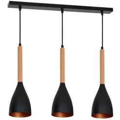 Luminex Edle Pendellampe Metall Holz 3xE27 höhenverstellbar< Hängelampen|Esszimmer Lampen