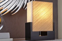 Schlafzimmer Lampen|Metall Lampen*Invicta Interior Edle Tischlampe Papier Bauhaus eckig 25cm