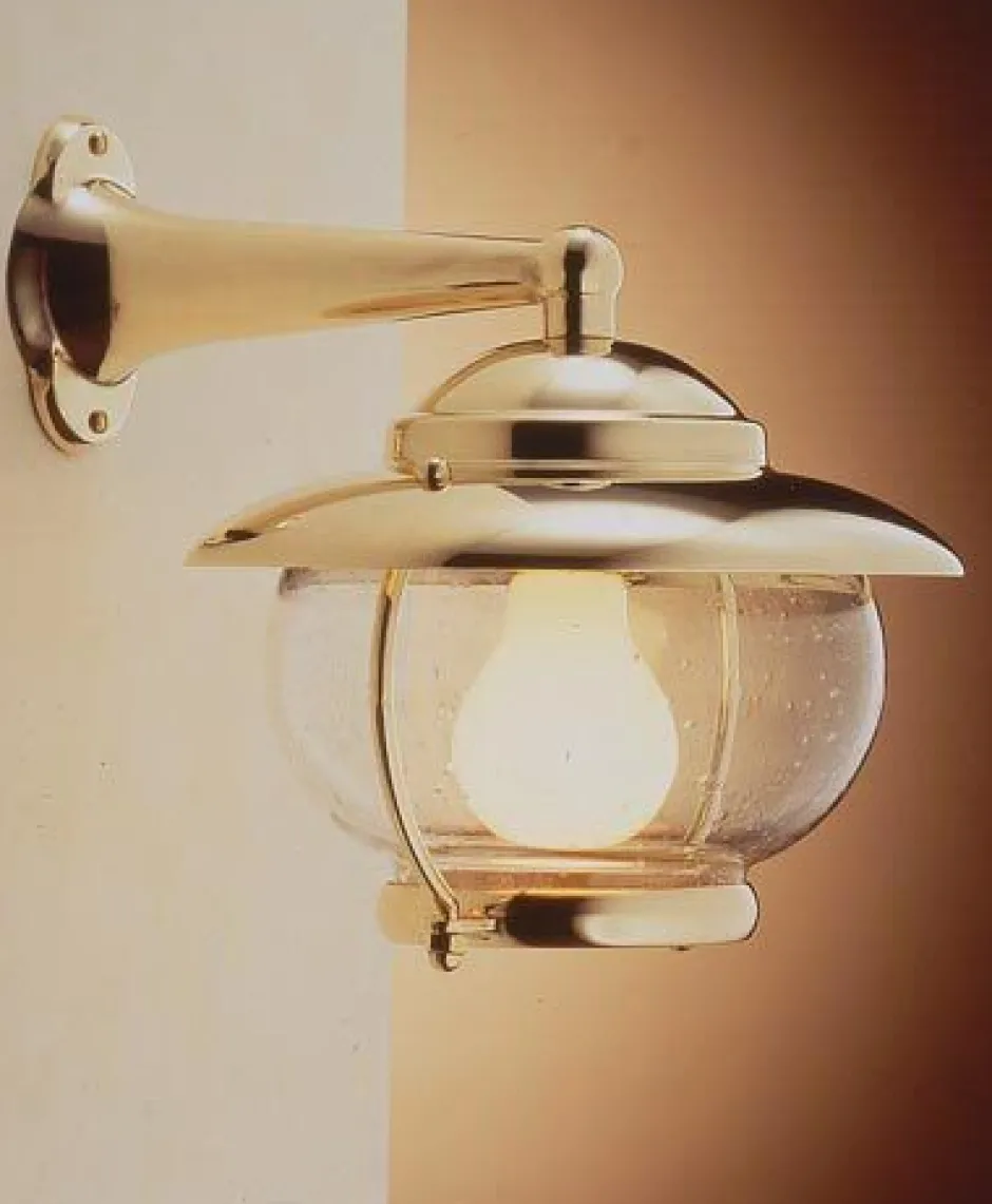 Laura Suardi Edle Wandleuchte Außen Messing Glas Maritim IP43< Außenleuchten Antik|Außenleuchten Messing