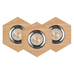 Spot Light Einbauspot 3-er Set Holz Metall beweglich mit LED< Moderne Lampen|Spots