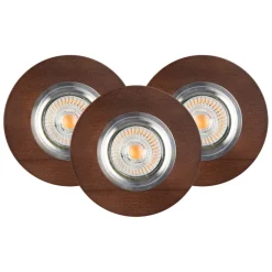 Spots|Moderne Lampen*Spot Light Einbauspot 3-er Set Holz mit LED GU10 verstellbar