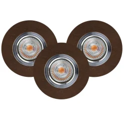 Spots|Moderne Lampen*Spot Light Einbauspot 3-er Set Holz mit LED GU10 verstellbar