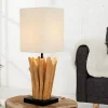 Invicta Interior Eindrucksvolle Tischlampe Modern echtes Holz 45cm< Schlafzimmer Lampen|Stofflampen