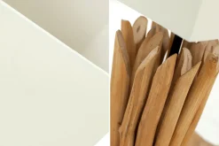 Invicta Interior Eindrucksvolle Tischlampe Modern echtes Holz 45cm< Schlafzimmer Lampen|Stofflampen