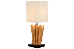 Invicta Interior Eindrucksvolle Tischlampe Modern echtes Holz 45cm< Schlafzimmer Lampen|Stofflampen